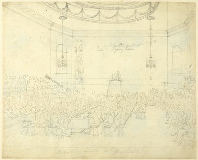 Estudio para la Sociedad de Debate en Piccadilly, del Microcosmos de Londres de Augustus Charles Pugin