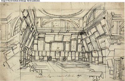 Estudio para la sala de exposiciones, Somerset House, de Microcosm of London de Augustus Charles Pugin