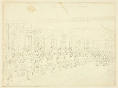 Estudio para la Torre de la Armería de Caballos, de Microcosm of London de Augustus Charles Pugin