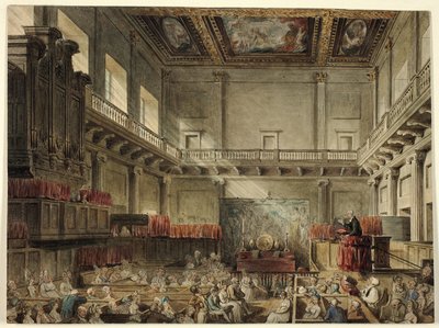 Estudio para la Capilla Real, Whitehall, en Micocosm de Londres de Augustus Charles Pugin