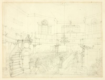 Estudio para The Magdalen Chapel, de Microcosm of London de Augustus Charles Pugin