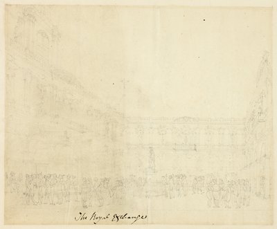 Estudio para La Bolsa Real, de Microcosmos de Londres de Augustus Charles Pugin