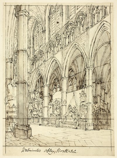 Estudio para la Abadía de Westminster, de Microcosmos de Londres de Augustus Charles Pugin