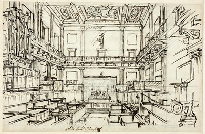 Estudio para la Capilla de Whitehall, de Microcosm of London de Augustus Charles Pugin