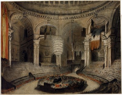 Entierro de Lord Horatio Nelson (1758-1805), en la iglesia de San Pablo (Londres, Inglaterra), el 9 de enero. de Augustus Charles Pugin