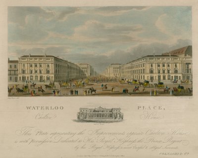 Waterloo Place, Carlton House, Londres de Augustus Charles Pugin