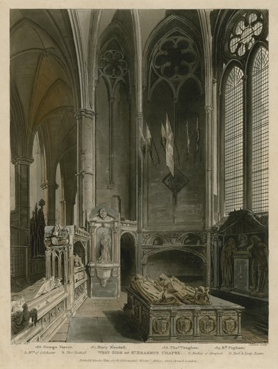 Lado Oeste de la Capilla de San Erasmo, Abadía de Westminster, Londres de Augustus Charles Pugin
