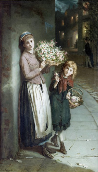 Vendedoras de flores – una noche de verano de Augustus Edwin Mulready
