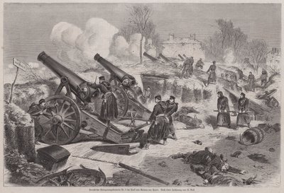 Batería de asedio prusiana en el parque de Le Raincy durante el Sitio de París, Guerra Franco-Prusiana de Augustus J. Beck