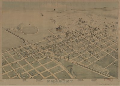 Vista aérea de Kearney, condado de Buffalo, Nebraska. 1881 LOC 2010592833 de Augustus Koch