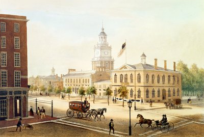Casa del Estado, Filadelfia, grabado por Deroy de Augustus Kollner