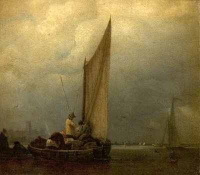 Escena de río con barcazas, c.1825 de Augustus Wall Callcott
