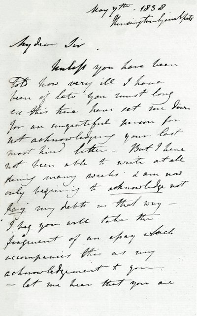 Una carta de Augustus Wall Callcott, 7 de mayo de 1838, 1904 de Augustus Wall Callcott