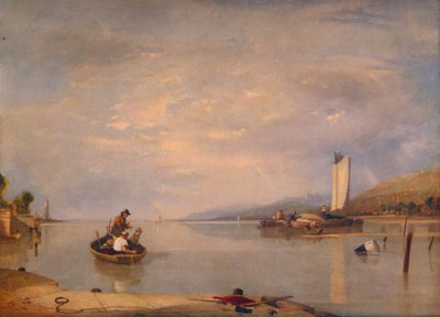 Calma chicha, barcos frente al castillo de Cowes, c. 1841 de Augustus Wall Callcott