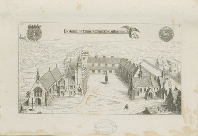 Alton - Exterior de la Escuela del Convento de San Juan: grabado, 1842 de Augustus Welby Northmore Pugin