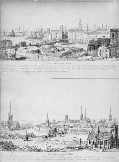 Ciudad católica en 1440 y la misma ciudad en 1840 de Augustus Welby Northmore Pugin