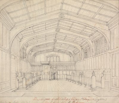 Capilla del Palacio Arzobispal, Croydon: Vista desde el East End de Augustus Welby Northmore Pugin