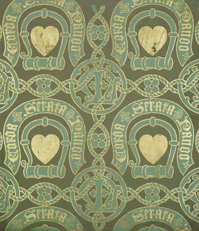 Diseño de papel tapiz eclesiástico con motivo de corazón de Augustus Welby Northmore Pugin