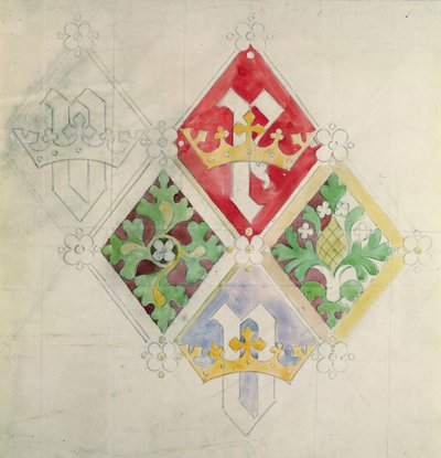 Diseño de vidriera para las Casas del Parlamento de Augustus Welby Northmore Pugin