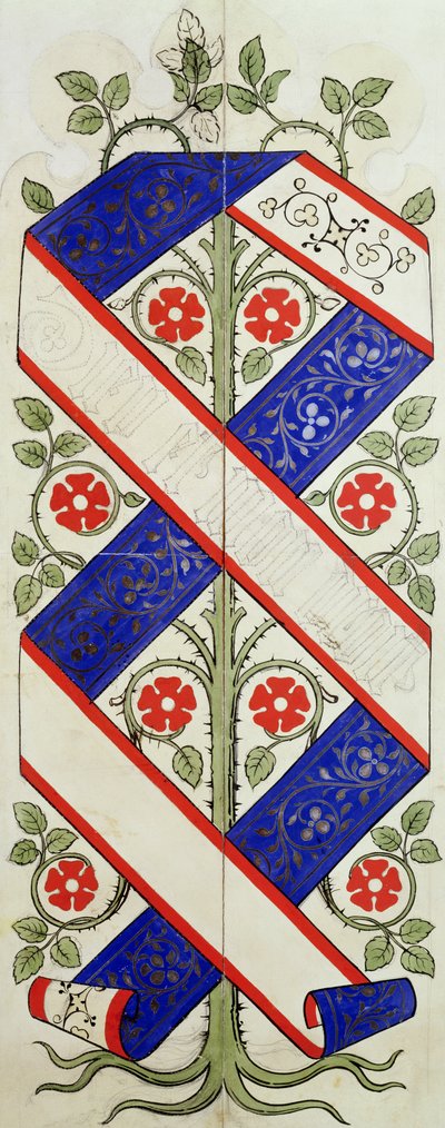 Diseño de papel tapiz para la Biblioteca de la Cámara de los Lores de Augustus Welby Northmore Pugin