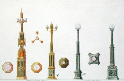 Diseños para candelabros en el Castillo de Windsor de Augustus Welby Pugin