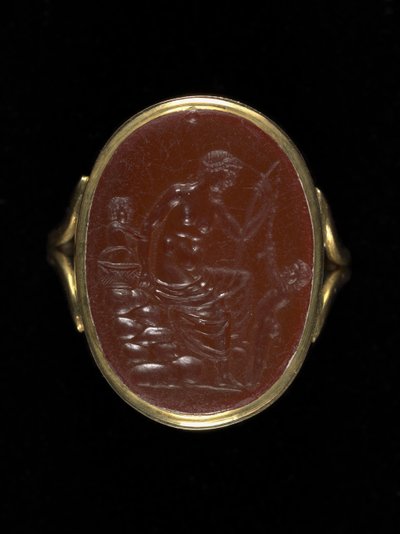 Piedra de anillo que representa a Afrodita, c.100-70 a.C. (cornalina) de Aulos Aulos