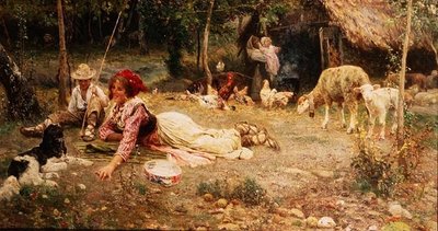 Escena de granja italiana de Aurelio Tiratelli