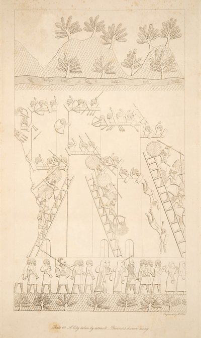 Una ciudad tomada por asalto - Prisioneros llevados, de Monumentos de Nínive, pub. 1849 de Austen Henry Layard