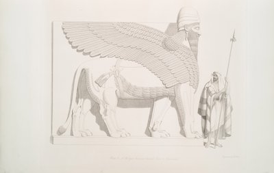Un león alado con cabeza humana de Nimrud [Calah], 1849 de Austen Henry Layard