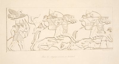 Guerreros asirios a caballo, de Monumentos de Nínive, pub. 1849 de Austen Henry Layard
