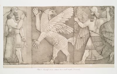 Bajorrelieves en una entrada a un pequeño templo en Nimrud [Calah], 1853 de Austen Henry Layard