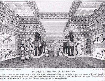 Interior del Palacio de Nínive, ilustración de 