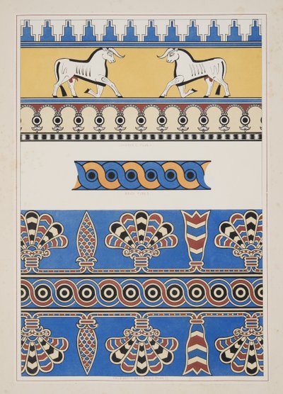 Ornamentos pintados de Nimrud, de Monumentos de Nínive, pub. 1849 de Austen Henry Layard