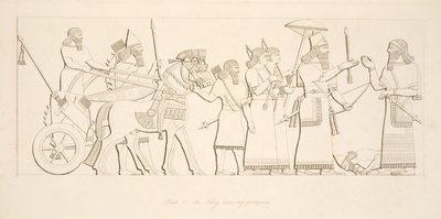El rey recibiendo prisioneros, de Monumentos de Nínive, pub. 1849 de Austen Henry Layard