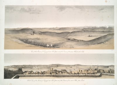 Vista de los montículos de Kouyunjik [Quyunjik] y Nebbi Yunus, y de los restos de las murallas exteriores, desde Mosul de Austen Henry Layard