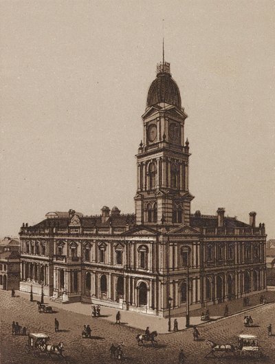 Melbourne, Australia: Ayuntamiento de Hotham (litografía) de Australian School