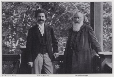 Compositores Johann Strauss el Joven y Johannes Brahms, Viena de Austrian Photographer