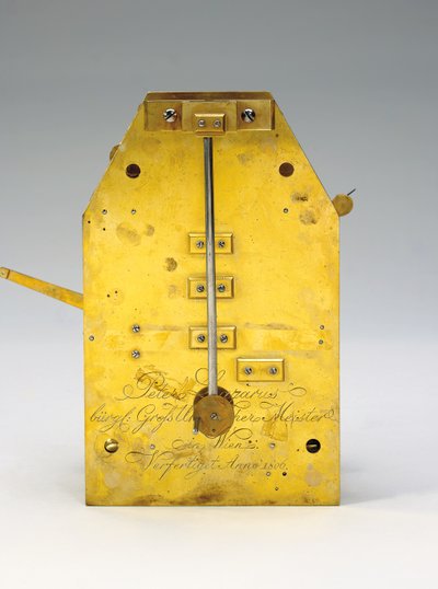 Reloj de pie de un mes con ecuación del tiempo y calendario completo, 1806 de Austrian School