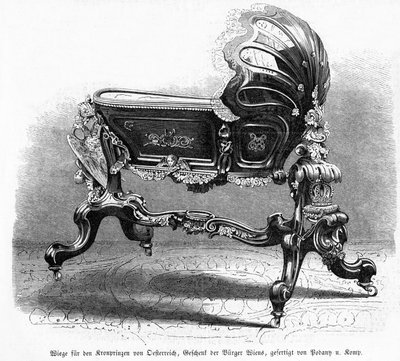 Cuna del Príncipe Heredero de Austria, ilustración de Leipziger Illustrirte Zeitung, 1859 de Austrian School