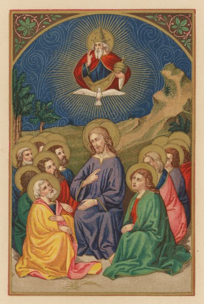 Cristo entre los discípulos (cromolito) de Austrian School