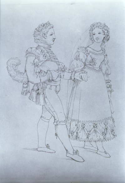 Diseños de vestuario para Fígaro y Susanna de la ópera 