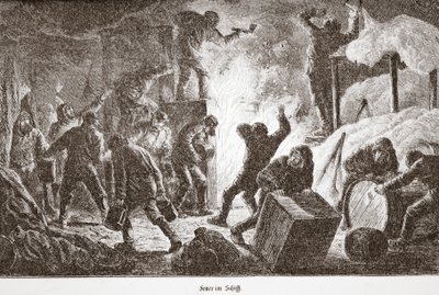 Incendio a bordo del barco, 1876 de Austrian School