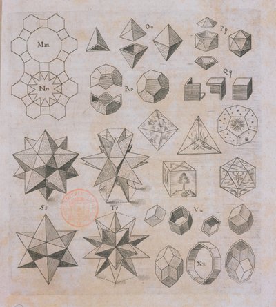 Formas geométricas, de Harmonices Mundi por Johannes Kepler (1571-1630) publicado en Linz, 1619 de Austrian School