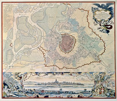 Plano de la ciudad de Viena, según un grabado de 1720 (grabado) de Austrian School
