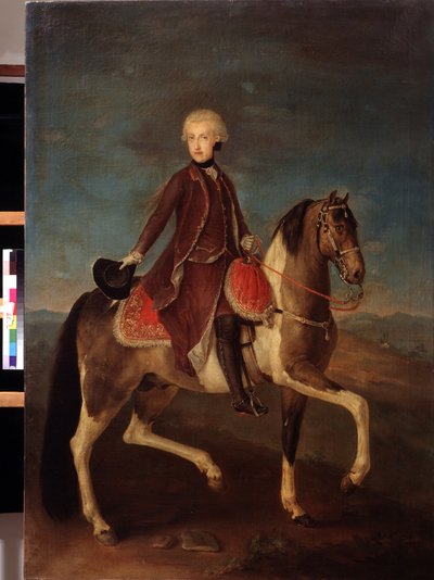 Retrato ecuestre de la emperatriz María Teresa de Habsburgo de Austria (1717-1780). Pintura de la escuela austriaca entre 1740 y 1750 (siglo XVIII). Estilo clásico. Óleo sobre tela. Museo Pushkin, Moscú. de Austrian School