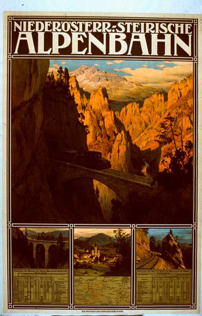 Póster del Niederösterreich-Steirische Alpenbahn de Austrian School
