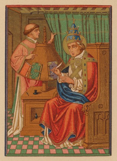 S Gregorius Papa (cromolito) de Austrian School