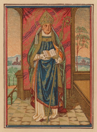 Santo obispo (cromolito) de Austrian School