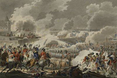 La Batalla de Waterloo, 18 de junio de 1815, publicada por Artaria y Co, c.1820 (aguafuerte coloreado) de Austrian School