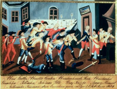 La detención de Albrecht von Wallenstein (1583-1634) en Eger por una fuerza de oficiales irlandeses y escoceses al mando del general Butler de Austrian School